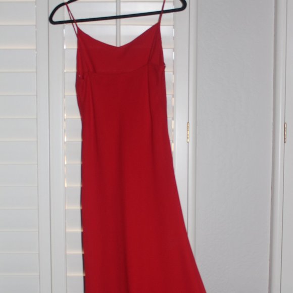 Paris Line Red Spaghetti Strap Sequin Embellished Dress with Scarf Size 12 - Picture 8 of 9